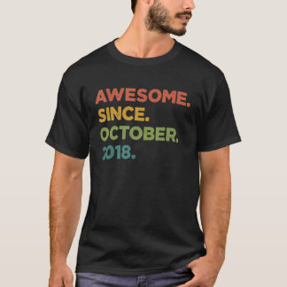 4 Year Old Awesome Since October 2018 4th Birthda T-Shirt