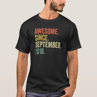 4 Year Old Awesome Since September 2018 4th Birthd T-Shirt