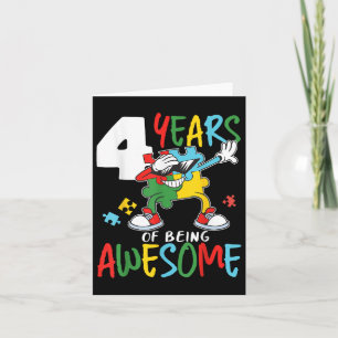 4 Year Old Birthday Autistic Boys Girl Autism Awar Card