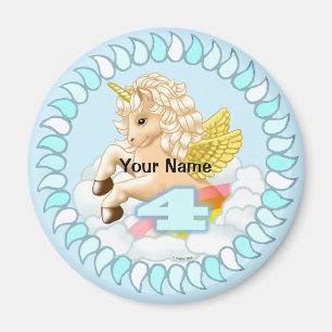 4 year old Birthday Unicorn magnet