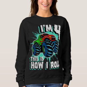 4 Year Old Boy Monster Truck Birthday Party 4th Bo Sweatshirt
