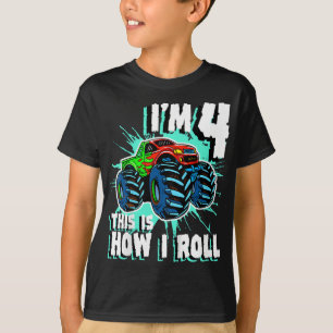 4 Year Old Boy Monster Truck Birthday Party 4th Bo T-Shirt