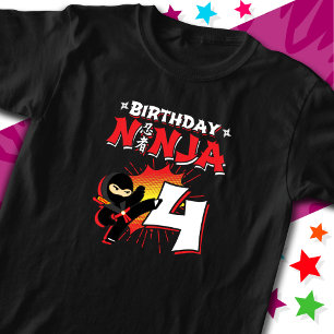 4 Year Old Comic Book Style Ninja 4th Birthday T-Shirt