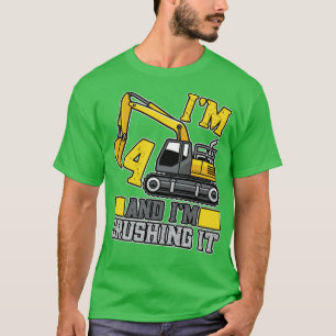 4 year old Crushing It Construction Truck 4th Birt T-Shirt
