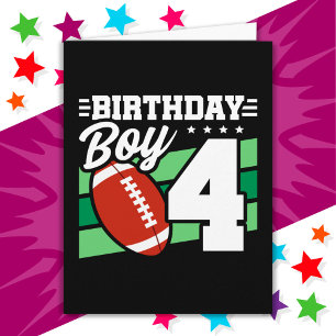 4 Year Old Football Party Theme 4th Birthday Boy Card