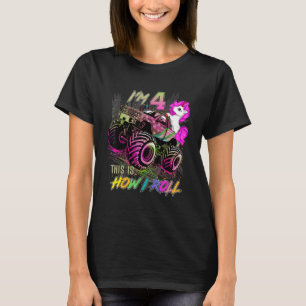 4 Year Old Girl Loves Monster Truck & Unicorn 4th T-Shirt