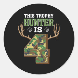 4 Year Old Hunting 4th Birthday Party Deer Hunter Classic Round Sticker