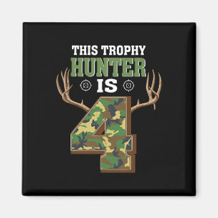 4 Year Old Hunting 4th Birthday Party Deer Hunter  Magnet