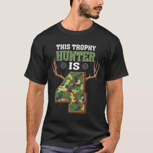 4 Year Old Hunting 4th Birthday Party Deer Hunter T-Shirt