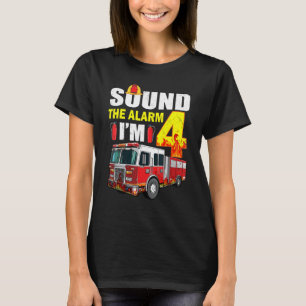 4 Year Old It's My 4th Birthday Boy Fire Truck Fir T-Shirt