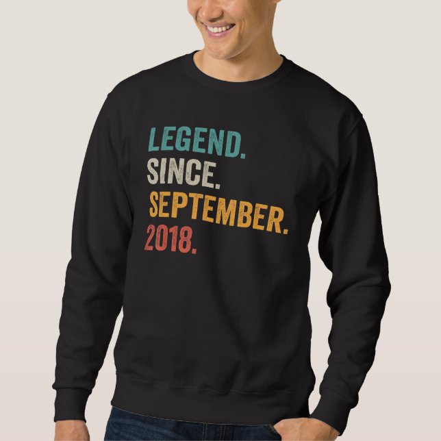 4 Year Old  Legend Since September 2018 4th Birthd Sweatshirt (Front)