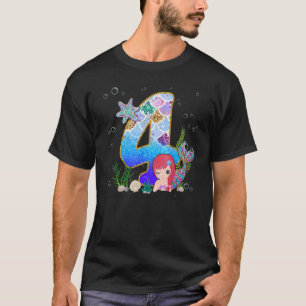 4 Year Old Ocean Life Whale Dolphin Shark 4th Birt T-Shirt