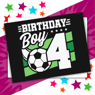 4 Year Old Soccer Football Party 4th Birthday Boy Postcard