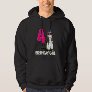 4 Years Birthday Girl Ferret Birthday Hoodie