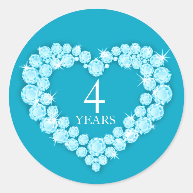 4 years blue topaz anniversary heart sticker (Front)