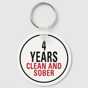 4 Years Clean and Sober Keychain
