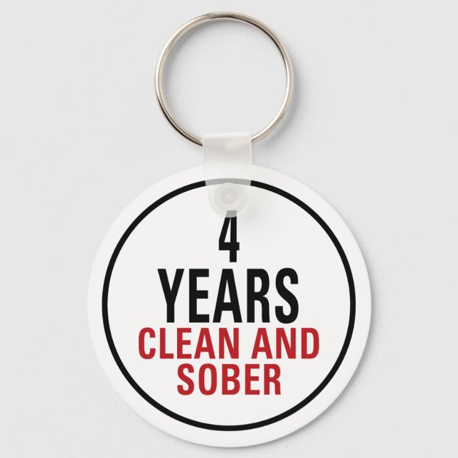 4 Years Clean and Sober Keychain (Front)