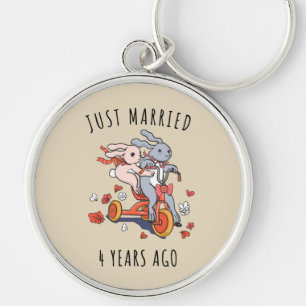 4 Years Just married 4th Year Anniversary Gift Keychain