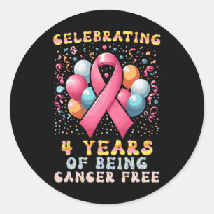 4 Years Of Being Cancer Free Breast Cancer  Classic Round Sticker