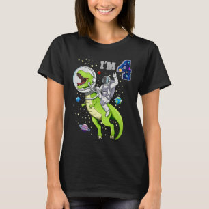 4 Years Old 4th Birthday Boy Astronaut Riding T Re T-Shirt