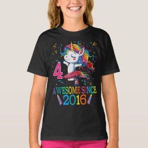 4 Years Old 4th Birthday Unicorn Dabbing T-Shirt