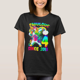 4 Years Old 4th Birthday Unicorn Girl Fabulous Sin T-Shirt