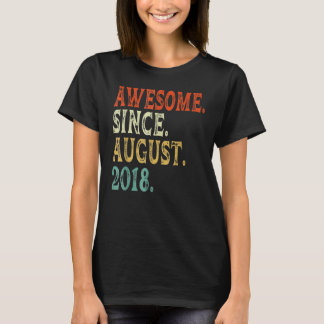 4 Years Old Awesome Since August 2018 4th Birthda T-Shirt