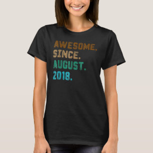 4 Years Old Awesome Since August 2018 4th Birthda T-Shirt