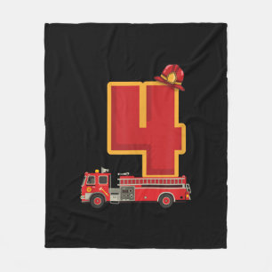 4 Years Old Birthday Boy Gifts Firefighter Fleece Blanket