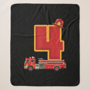 4 Years Old Birthday Boy Gifts Firefighter Sherpa Blanket