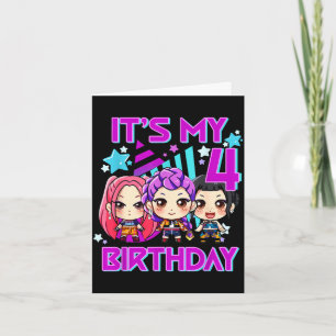 4 years old birthday k pop kids 4th birthday girls card