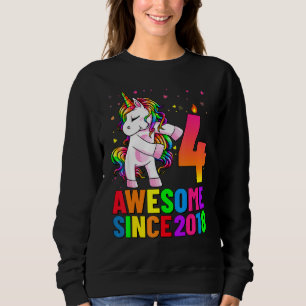4 Years Old Birthday Unicorn Flossing 4th Birthday Sweatshirt