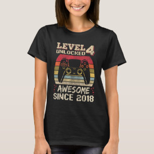 4 Years Old Gamer Boy Birthday 4 Level Unlocked 2 T-Shirt