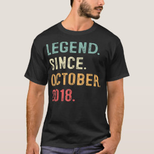 4 Years Old Gift Legend Since October 2018 4th Bir T-Shirt