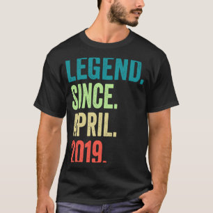 4 Years Old Legend Since April 2019 4th Birthday T-Shirt