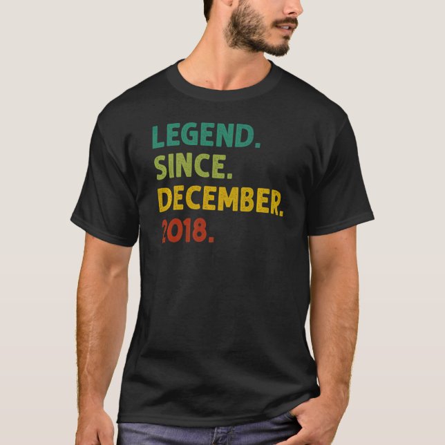 4 Years Old  Legend Since December 2018 4th Birthd T-Shirt (Front)