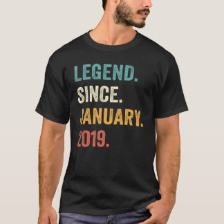 4 Years Old Legend Since January 2019 4th Birthda T-Shirt