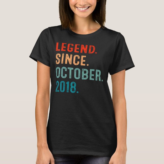 4 Years Old Legend Since October 2018 4th Birthday T-Shirt (Front)