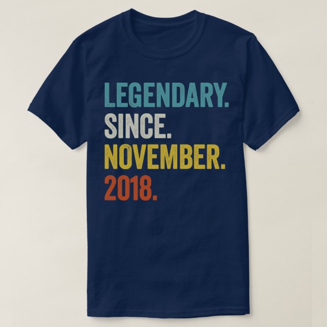 4 Years Old Legendary Since November 2018 4th Birt T-Shirt (Design Front)