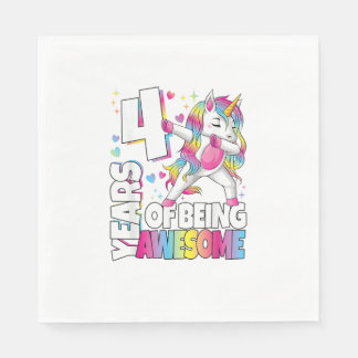 4 Years Old Unicorn 4 Years Of Being Awesome 4th B Napkin
