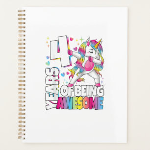 4 Years Old Unicorn 4 Years Of Being Awesome 4th B Planner