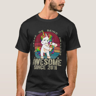 4 Years Old Unicorn Flossing 4Th Birthday Girl Uni T-Shirt