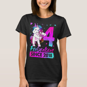 4 Years Old Unicorn Flossing 4th Birthday Girl Uni T-Shirt