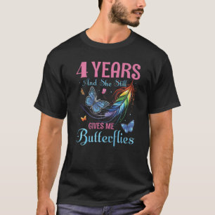 4 Years & She Still Gives Me Butterflies Lesbian A T-Shirt