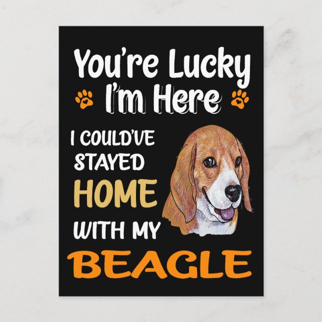 4 You Are Lucky Home With My Beagle Postcard (Front)