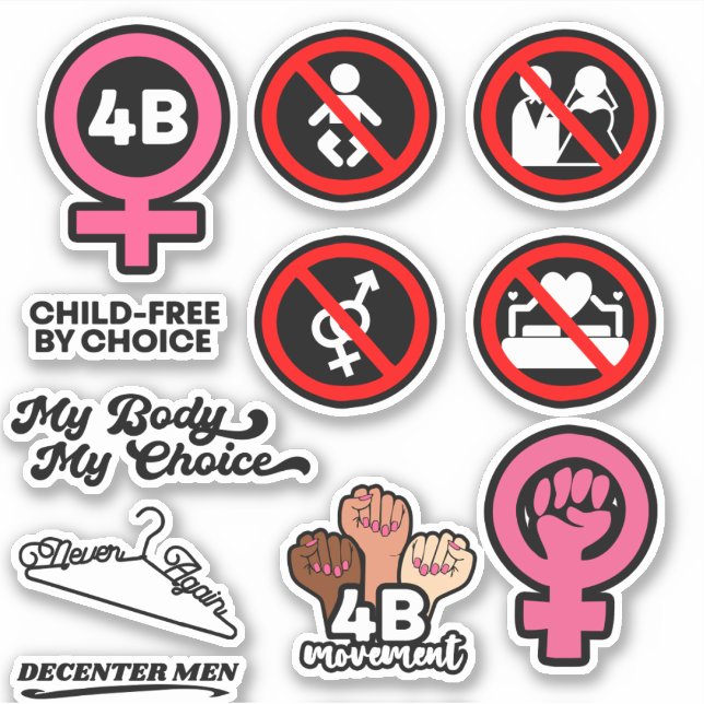 4B Movement Feminism Womens Rights 4B Sticker Pack (Front)