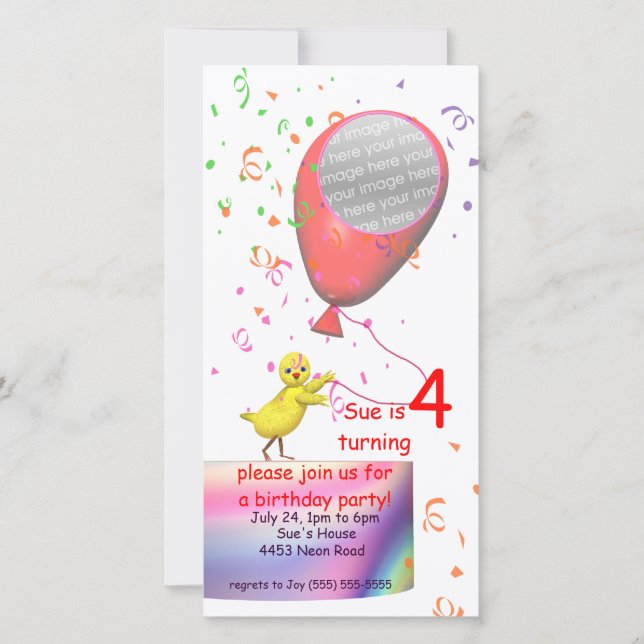 4e anniversaire de la fête du poulet Invitation Ba (Devant)