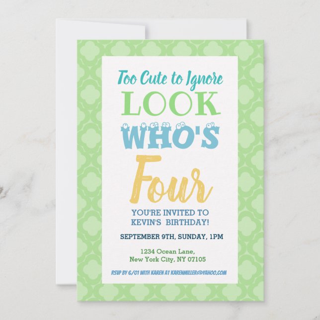 4e anniversaire Invitation Libellé (Devant)