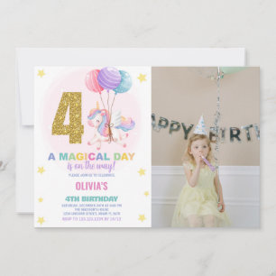 4e anniversaire Unicorn Anniversaire Invitations p