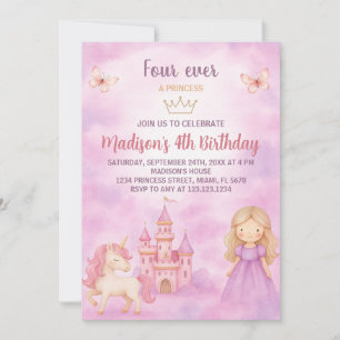 4e Invitation d'anniversaire de la princesse